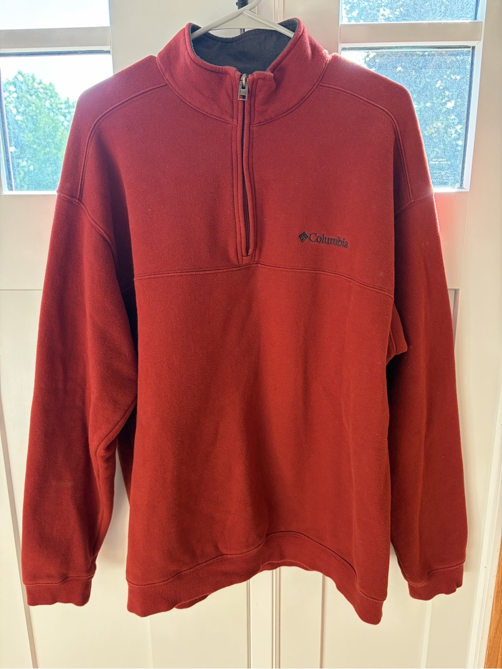 Columbia Men's Half Zip Hart Mountain II Sweatshirt Rust Red Quarter Large